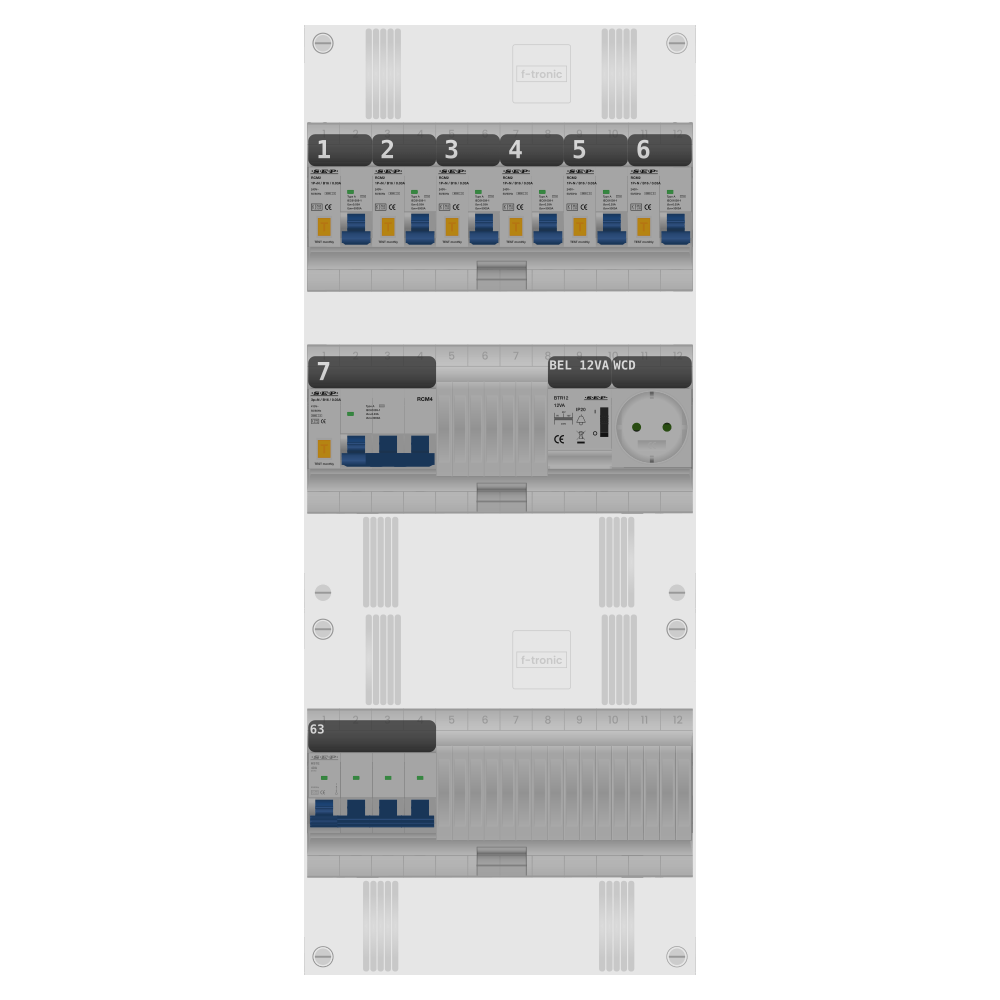 SEP Pro Groepenkast PV-ready 63A 3 fase 6 alamat + beltrafo + wcd + kracht