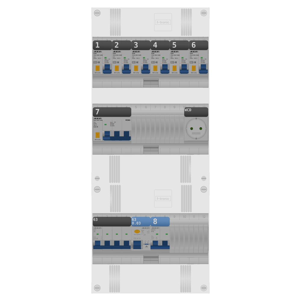 SEP Pro Groepenkast PV-ready 63A 3 fase 6 alamat + wcd + kookgroep + kracht