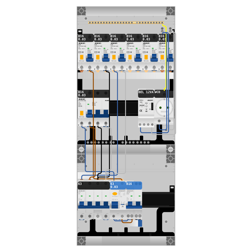 SEP Pro Groepenkast PV-ready 63A 3 fase 6 alamat + beltrafo + wcd + kookgroep + kracht