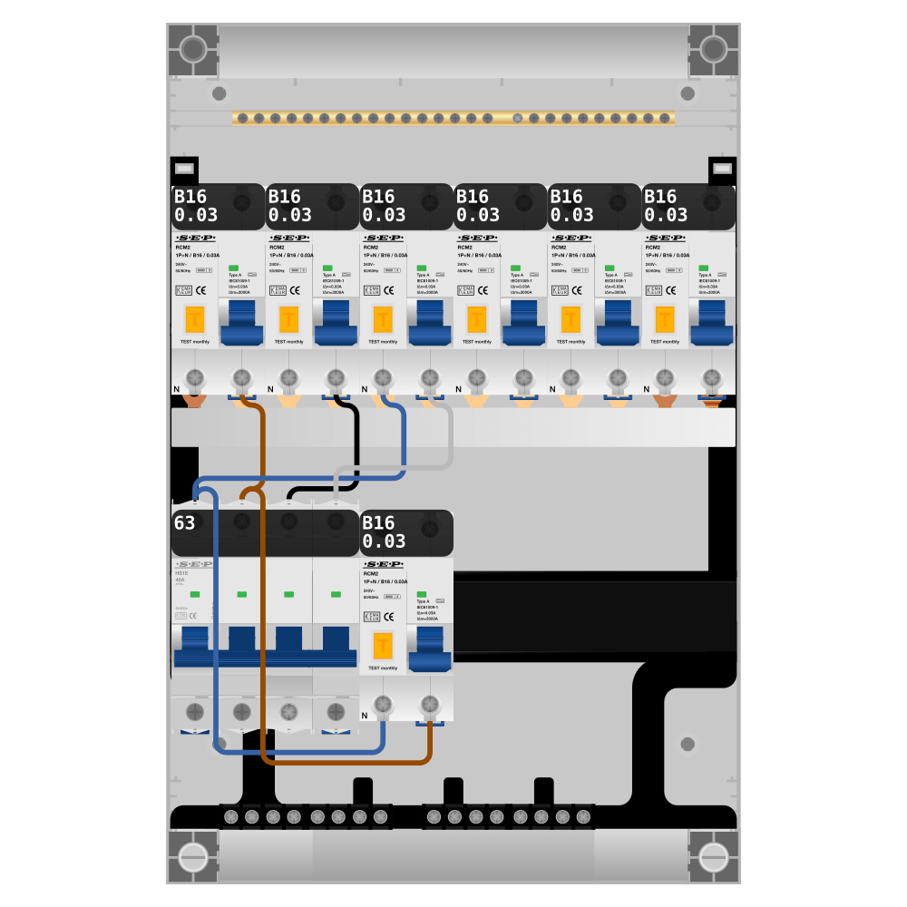 SEP Pro Groepenkast PV-ready 63A 3 fase 7 alamat