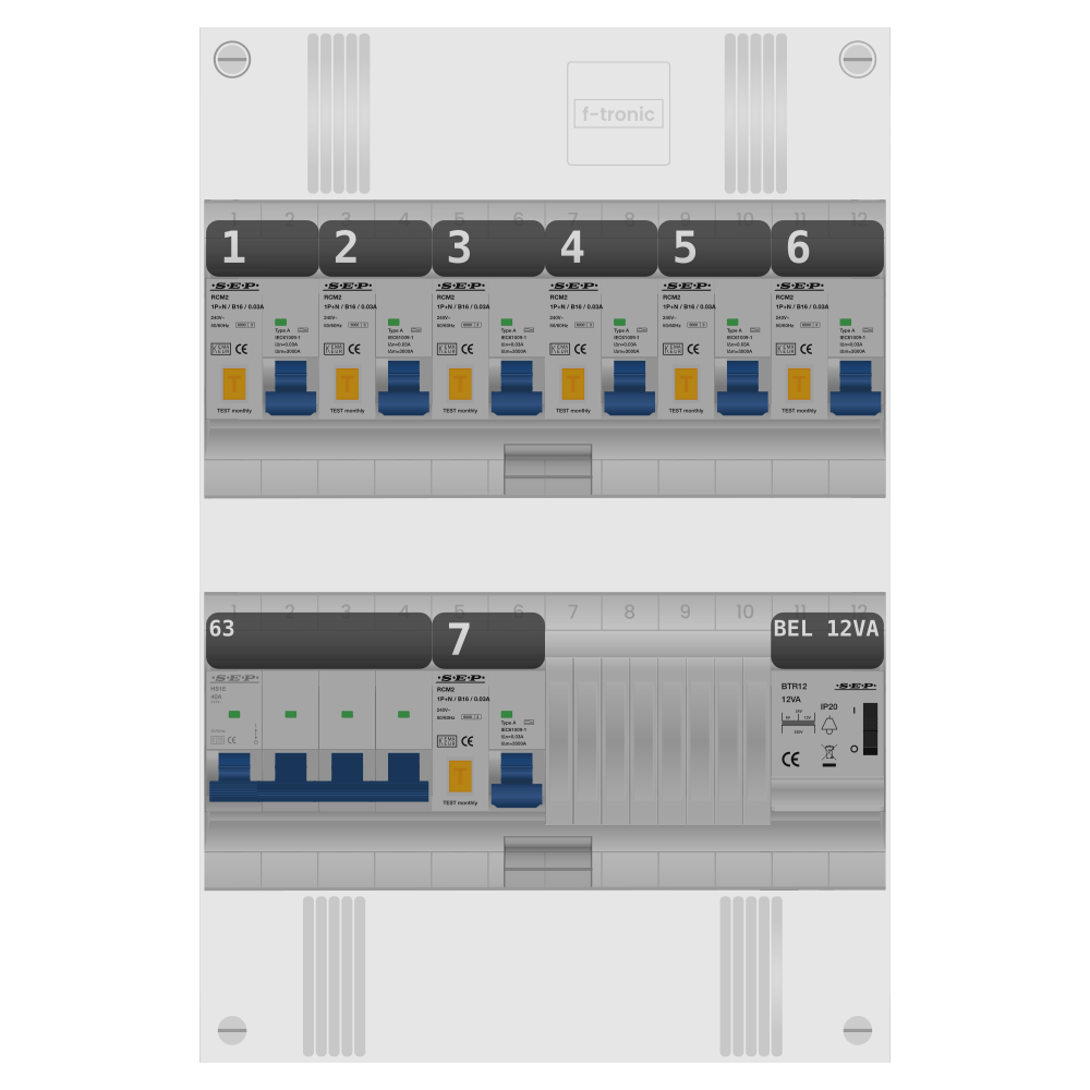 SEP Pro Groepenkast PV-ready 63A 3 fase 7 alamat + beltrafo