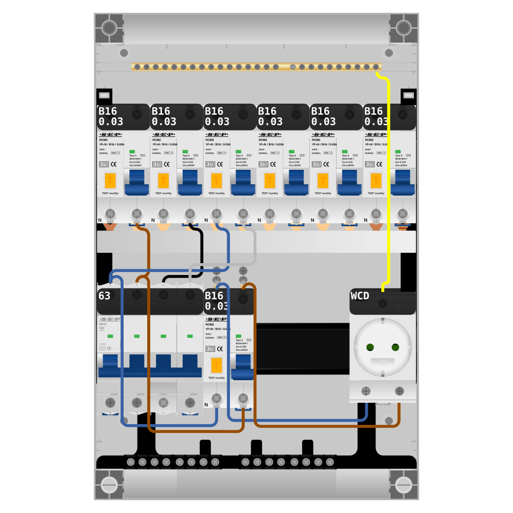 SEP Pro Groepenkast PV-ready 63A 3 fase 7 alamat + wcd