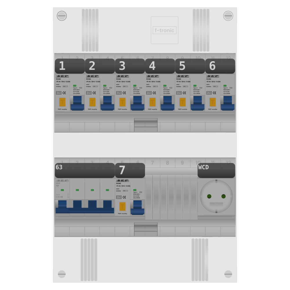 SEP Pro Groepenkast PV-ready 63A 3 fase 7 alamat + wcd