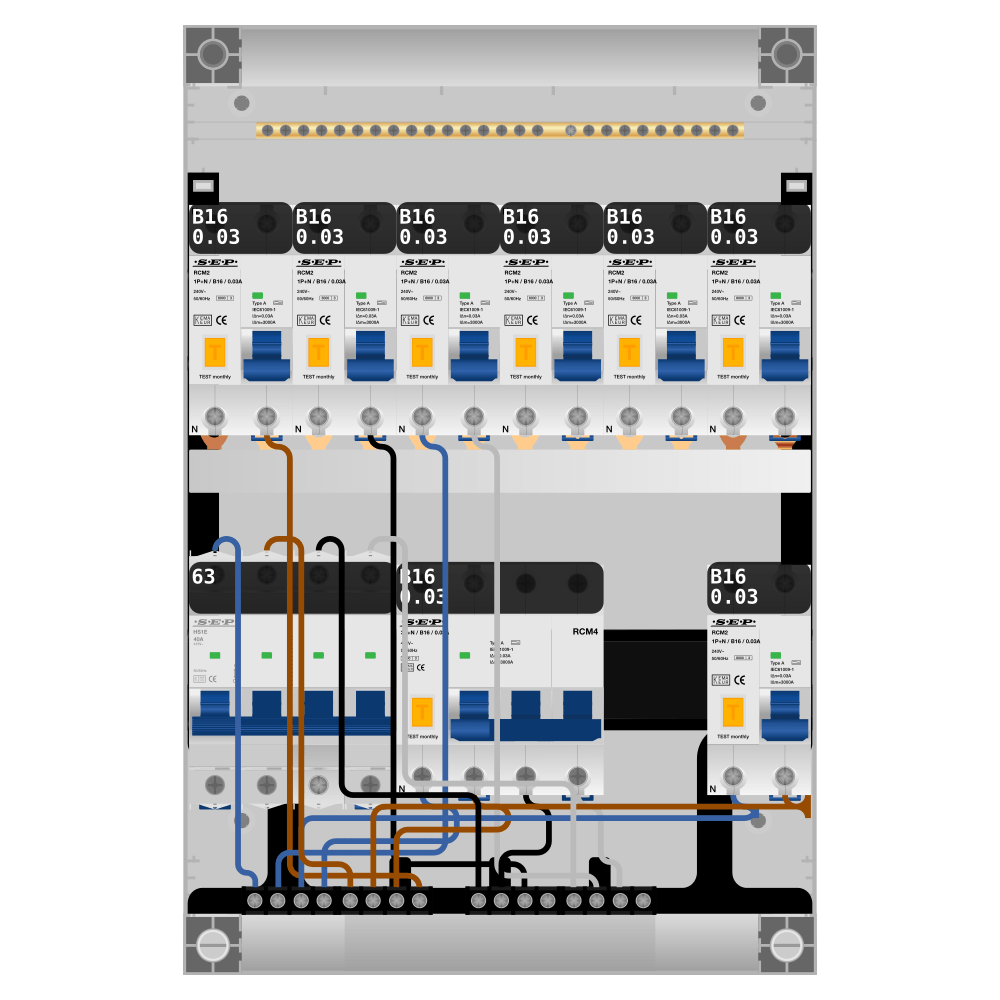 SEP Pro Groepenkast PV-ready 63A 3 fase 7 alamat + kracht