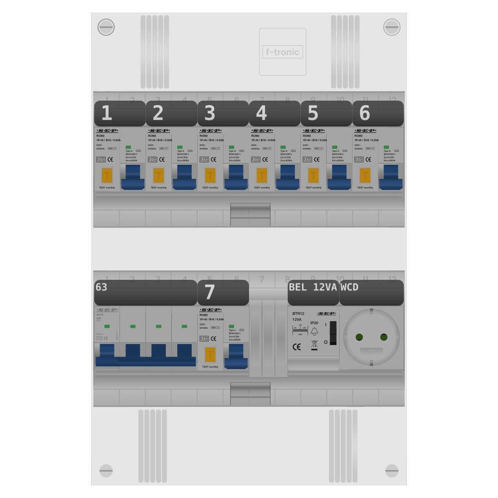 SEP Pro Groepenkast PV-ready 63A 3 fase 7 alamat + beltrafo + wcd