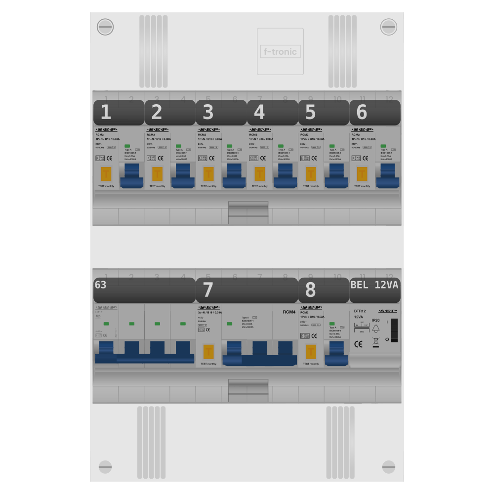 SEP Pro Groepenkast PV-ready 63A 3 fase 7 alamat + beltrafo + kracht