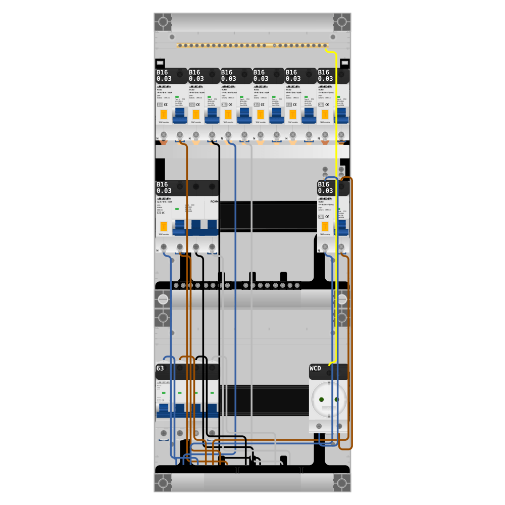 SEP Pro Groepenkast PV-ready 63A 3 fase 7 alamat + wcd + kracht