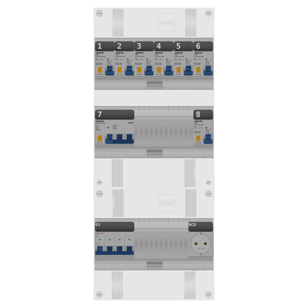 SEP Pro Groepenkast PV-ready 63A 3 fase 7 alamat + wcd + kracht