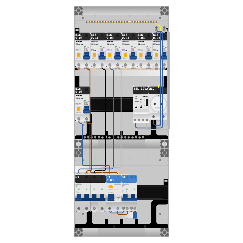 SEP Pro Groepenkast PV-ready 63A 3 fase 7 alamat + beltrafo + wcd + kookgroep
