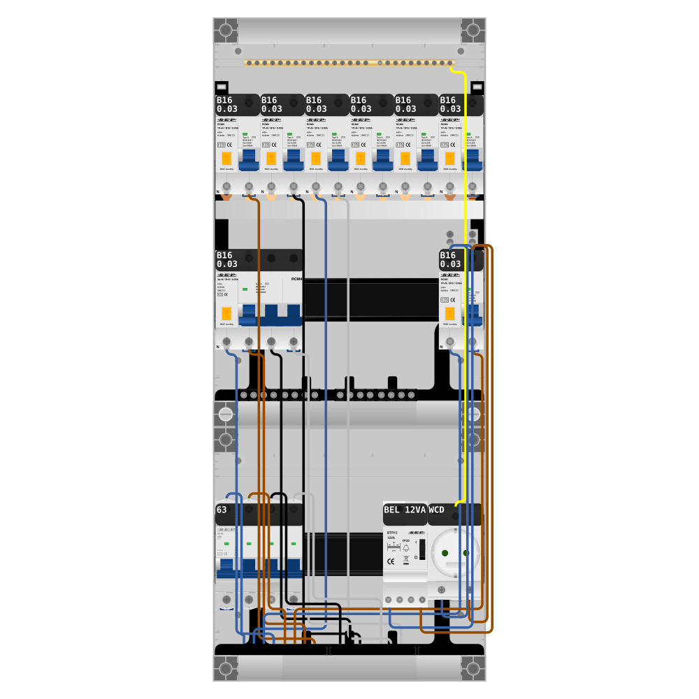 SEP Pro Groepenkast PV-ready 63A 3 fase 7 alamat + beltrafo + wcd + kracht