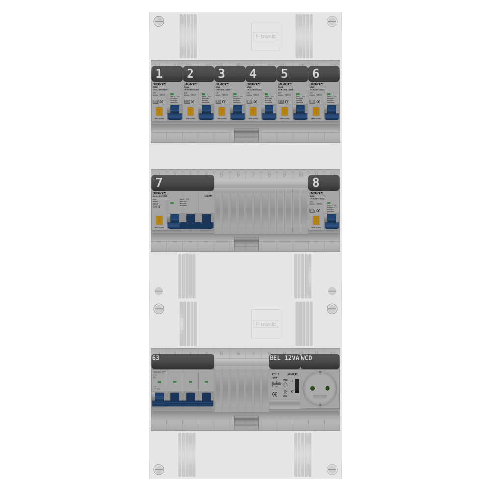 SEP Pro Groepenkast PV-ready 63A 3 fase 7 alamat + beltrafo + wcd + kracht