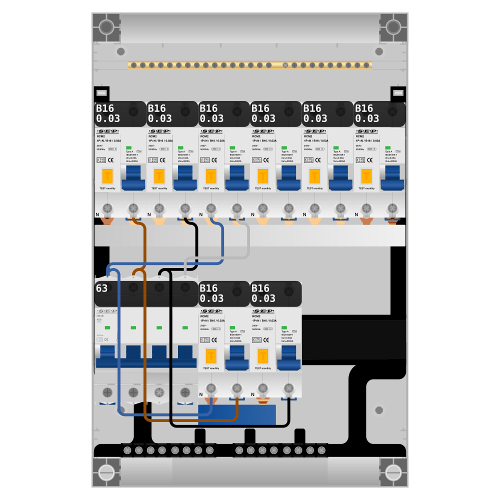 SEP Pro Groepenkast PV-ready 63A 3 fase 8 alamat