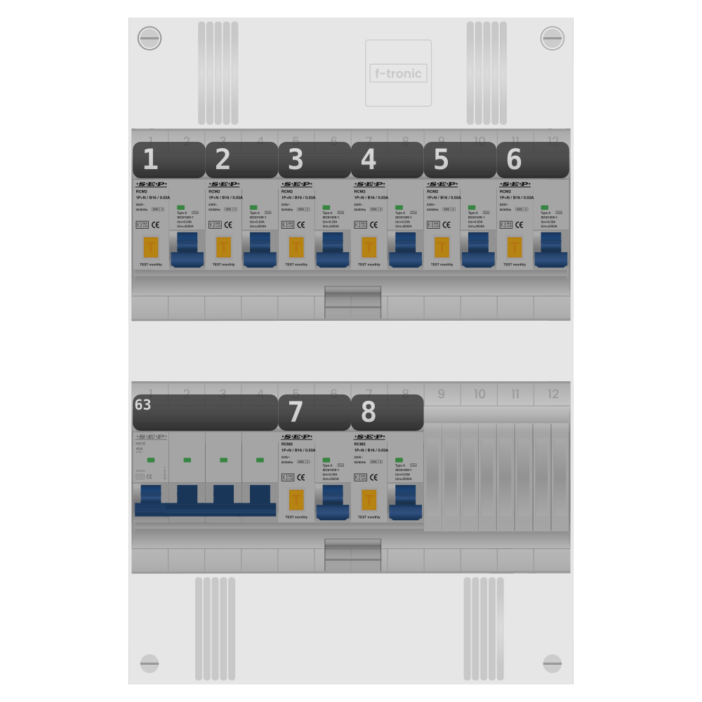 SEP Pro Groepenkast PV-ready 63A 3 fase 8 alamat