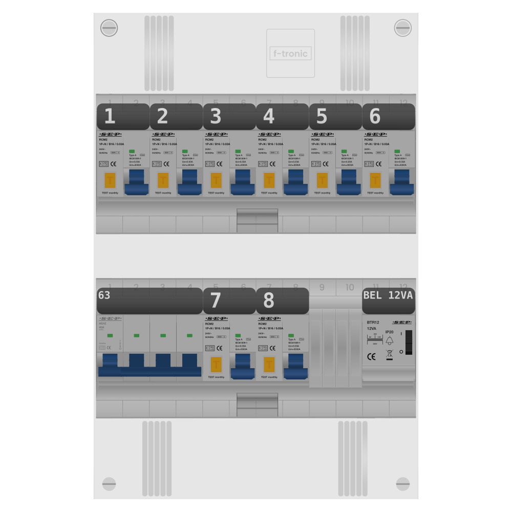 SEP Pro Groepenkast PV-ready 63A 3 fase 8 alamat + beltrafo