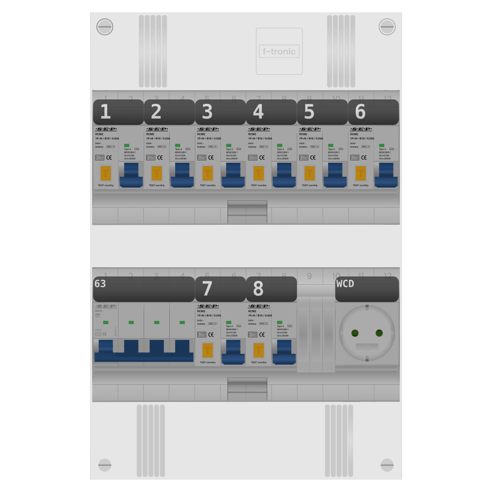 SEP Pro Groepenkast PV-ready 63A 3 fase 8 alamat + wcd