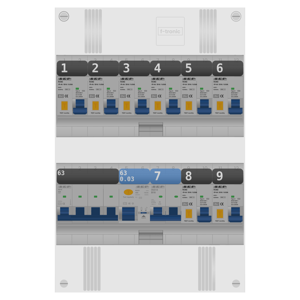 SEP Pro Groepenkast PV-ready 63A 3 fase 8 alamat + kookgroep