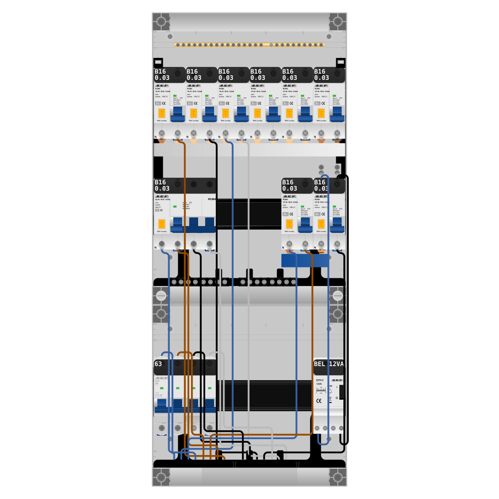 SEP Pro Groepenkast PV-ready 63A 3 fase 8 alamat + beltrafo + kracht