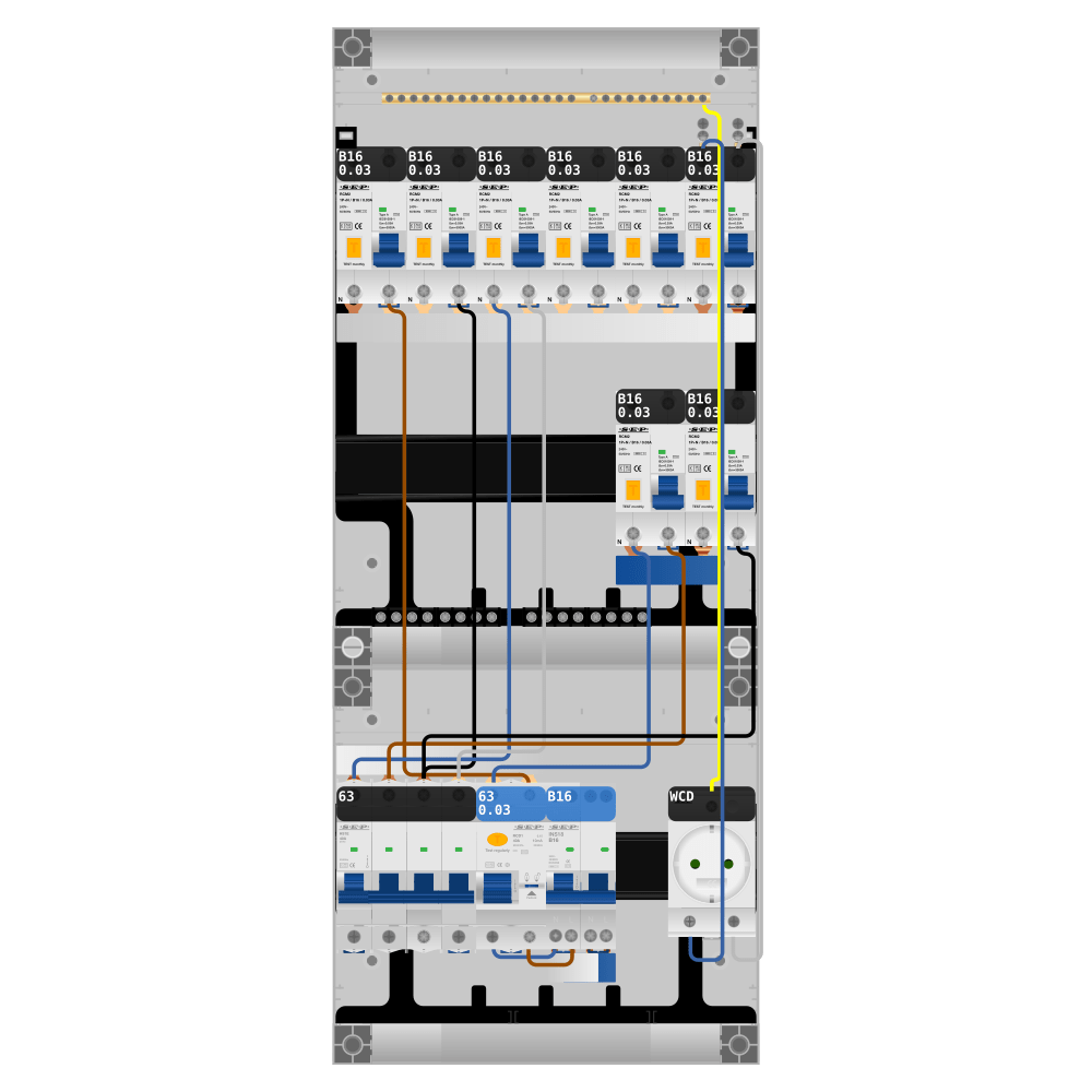 SEP Pro Groepenkast PV-ready 63A 3 fase 8 alamat + wcd + kookgroep