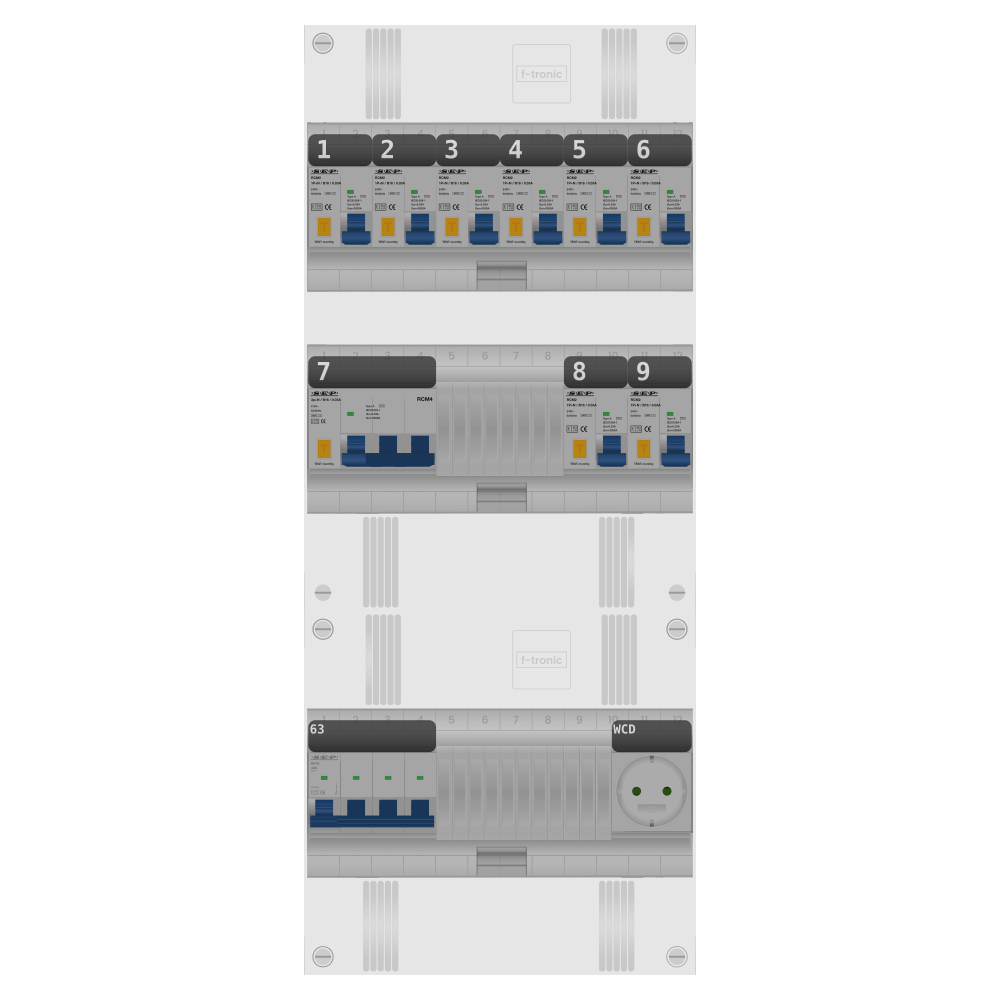 SEP Pro Groepenkast PV-ready 63A 3 fase 8 alamat + wcd + kracht