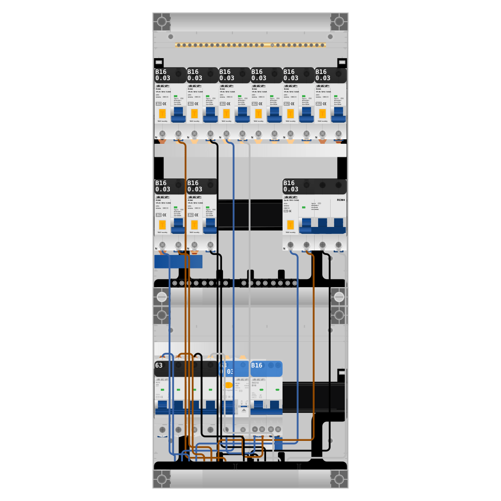 SEP Pro Groepenkast PV-ready 63A 3 fase 8 alamat + kookgroep + kracht