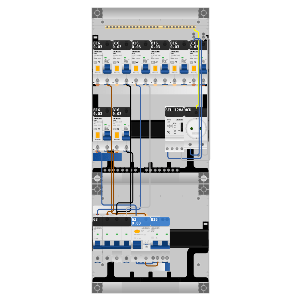 SEP Pro Groepenkast PV-ready 63A 3 fase 8 alamat + beltrafo + wcd + kookgroep