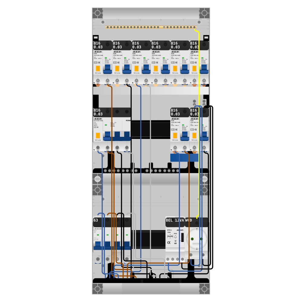 SEP Pro Groepenkast PV-ready 63A 3 fase 8 alamat + beltrafo + wcd + kracht