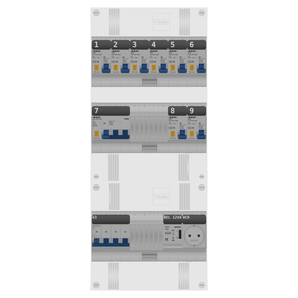 SEP Pro Groepenkast PV-ready 63A 3 fase 8 alamat + beltrafo + wcd + kracht