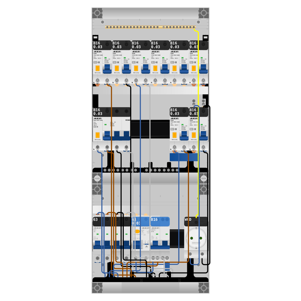 SEP Pro Groepenkast PV-ready 63A 3 fase 8 alamat + wcd + kookgroep + kracht