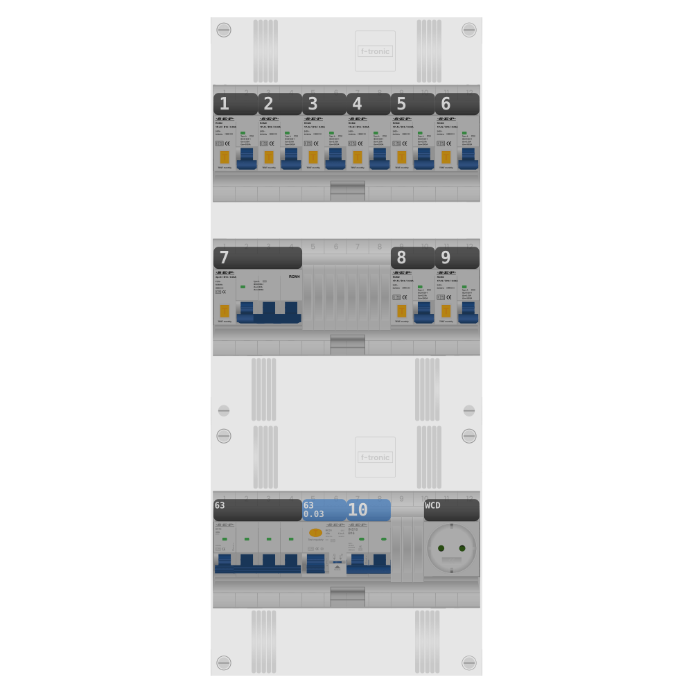 SEP Pro Groepenkast PV-ready 63A 3 fase 8 alamat + wcd + kookgroep + kracht