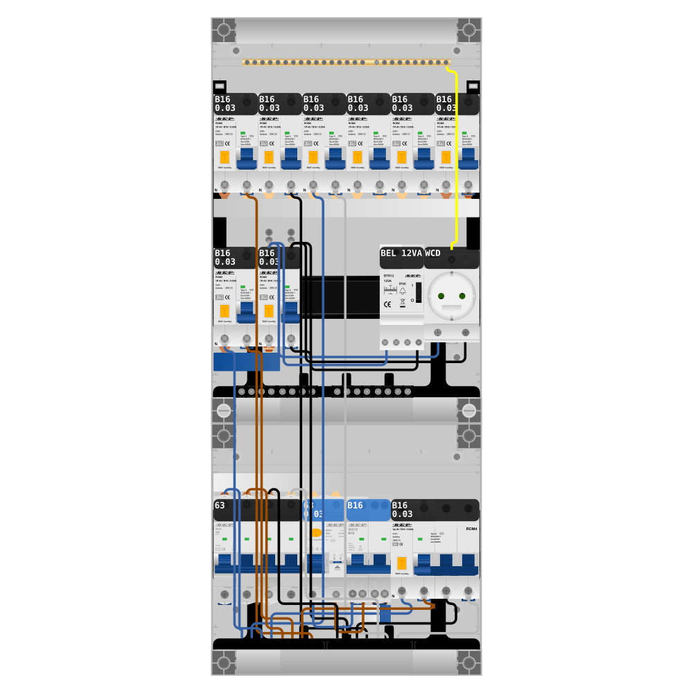 SEP Pro Groepenkast PV-ready 63A 3 fase 8 alamat + beltrafo + wcd + kookgroep + kracht