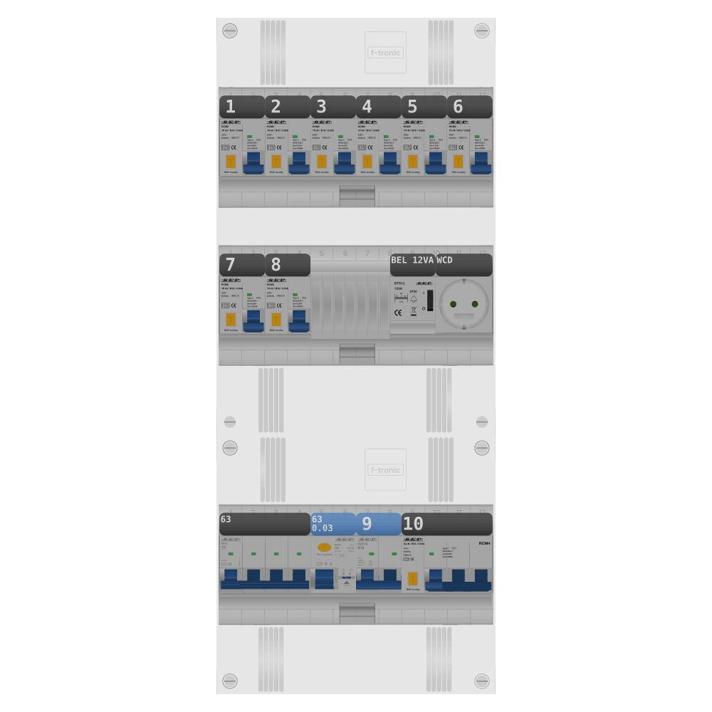 SEP Pro Groepenkast PV-ready 63A 3 fase 8 alamat + beltrafo + wcd + kookgroep + kracht