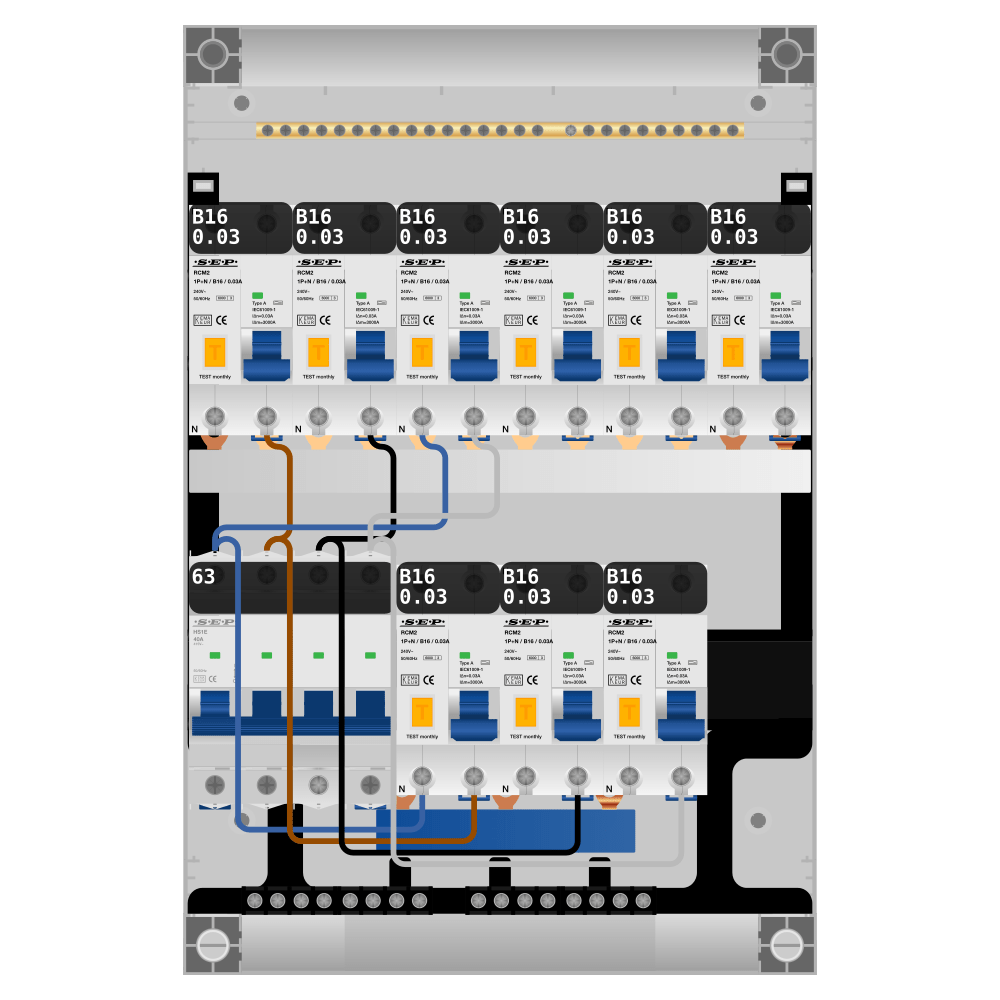 SEP Pro Groepenkast PV-ready 63A 3 fase 9 alamat