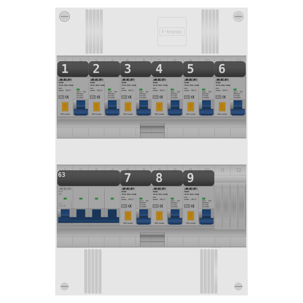 SEP Pro Groepenkast PV-ready 63A 3 fase 9 alamat