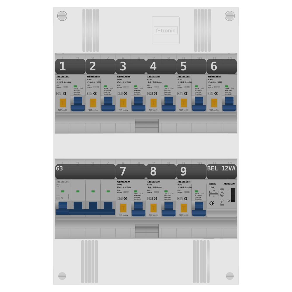 SEP Pro Groepenkast PV-ready 63A 3 fase 9 alamat + beltrafo