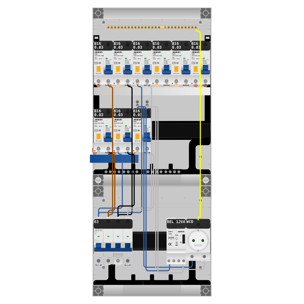 SEP Pro Groepenkast PV-ready 63A 3 fase 9 alamat + beltrafo + wcd