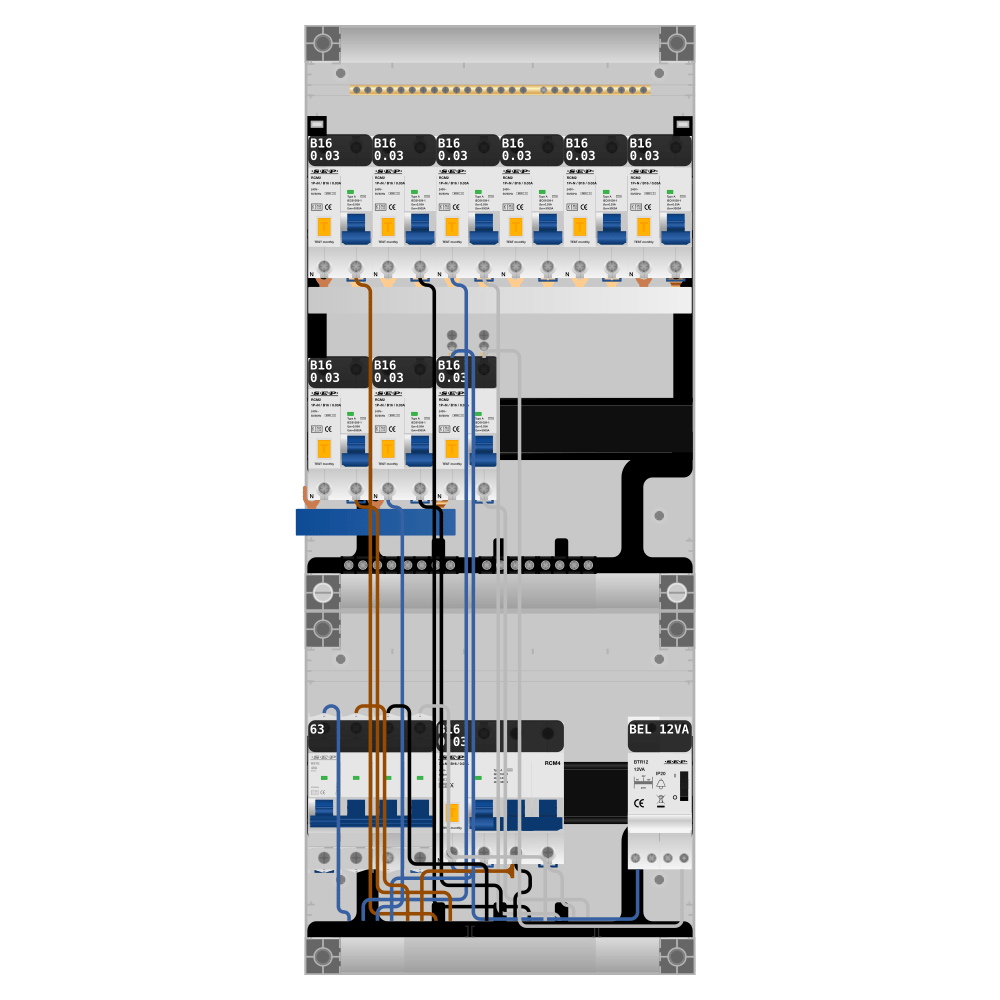 SEP Pro Groepenkast PV-ready 63A 3 fase 9 alamat + beltrafo + kracht