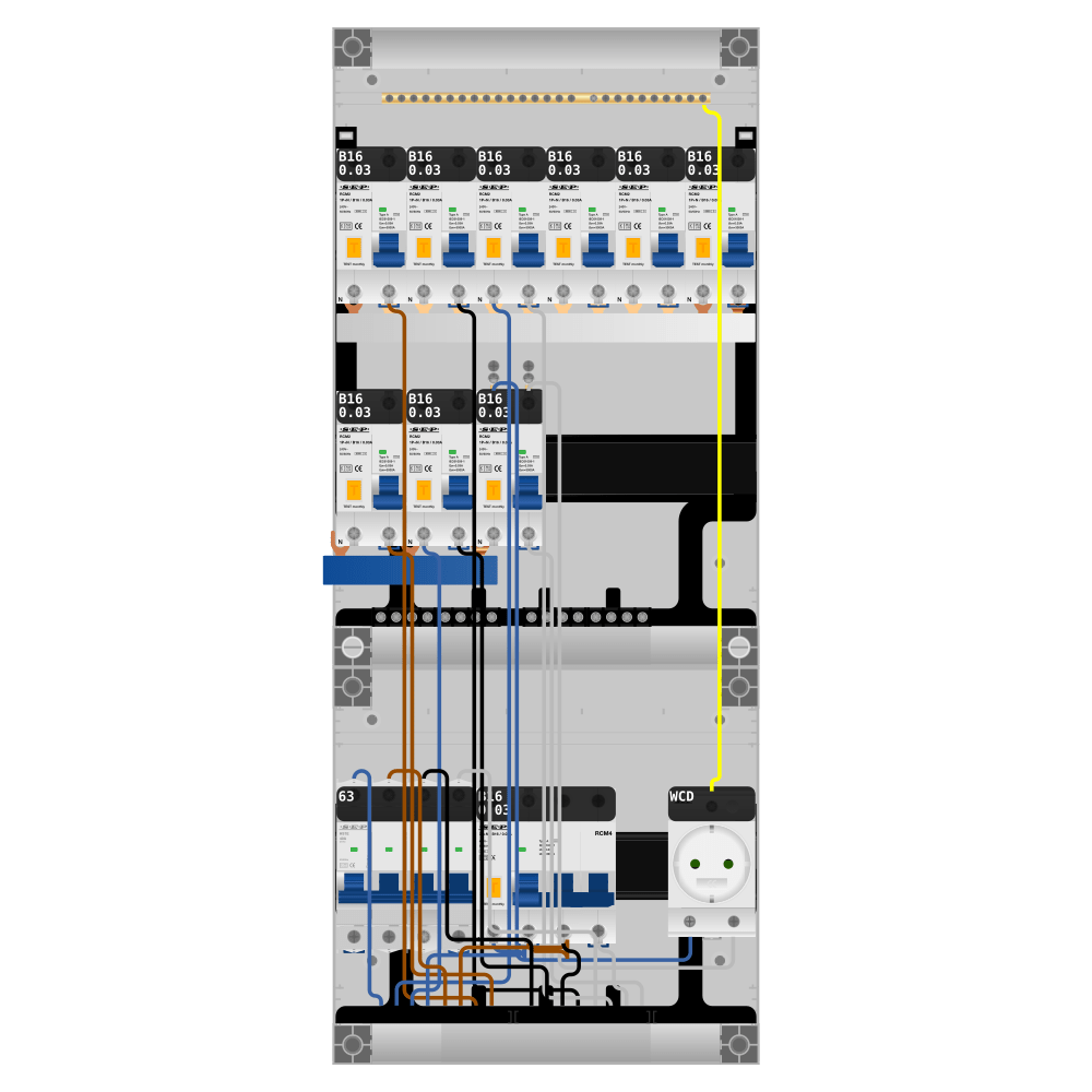SEP Pro Groepenkast PV-ready 63A 3 fase 9 alamat + wcd + kracht