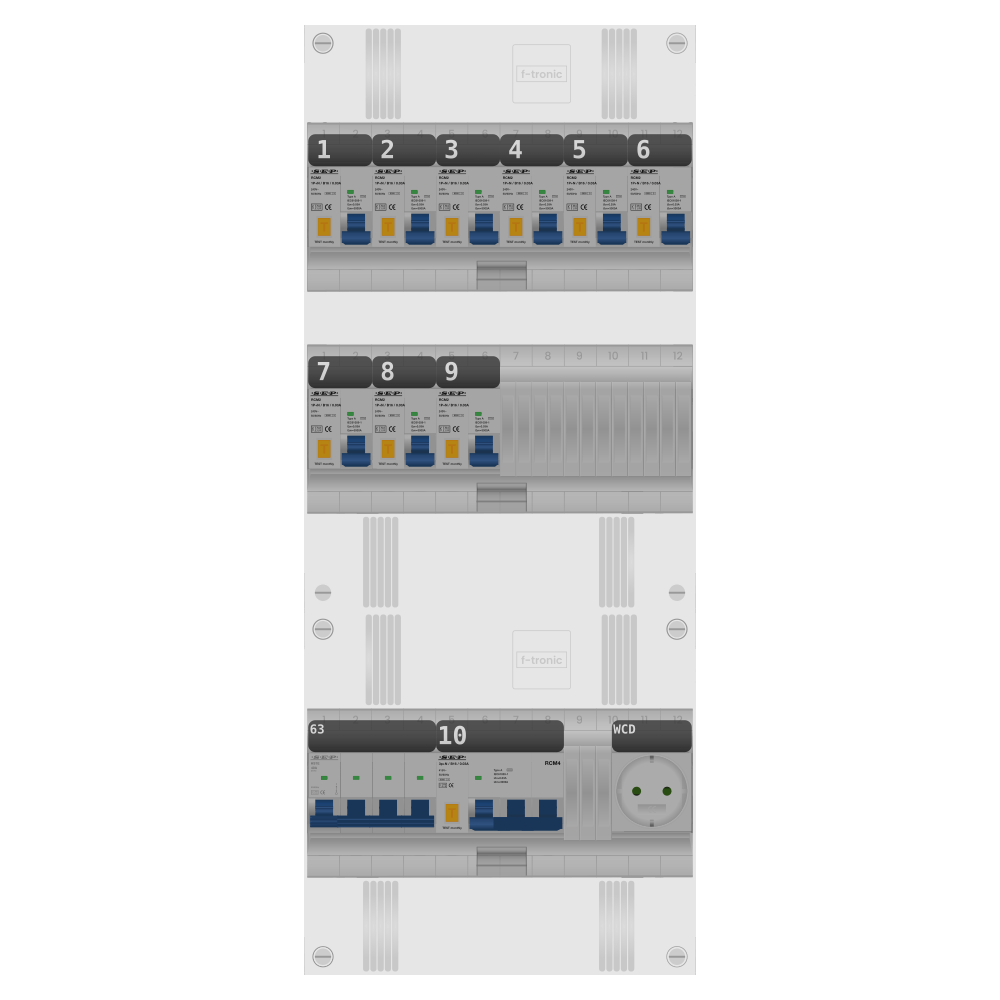 SEP Pro Groepenkast PV-ready 63A 3 fase 9 alamat + wcd + kracht