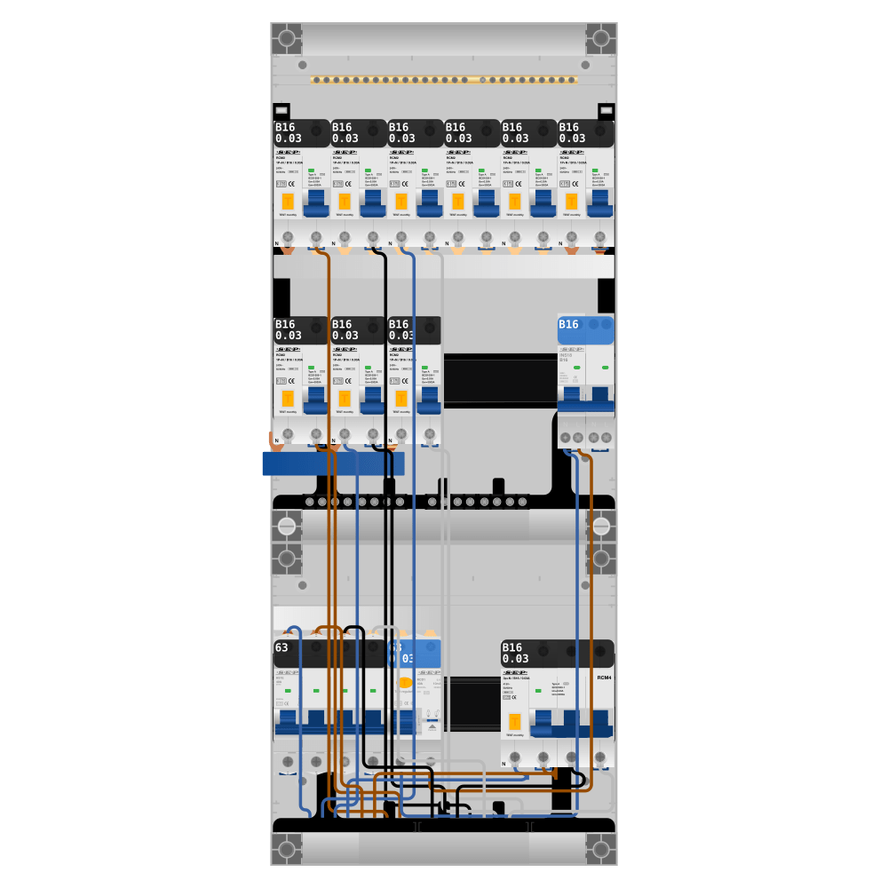 SEP Pro Groepenkast PV-ready 63A 3 fase 9 alamat + kookgroep + kracht