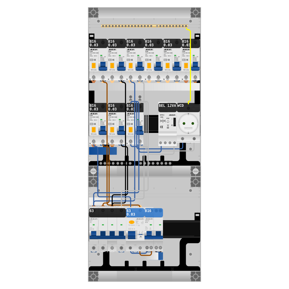 SEP Pro Groepenkast PV-ready 63A 3 fase 9 alamat + beltrafo + wcd + kookgroep
