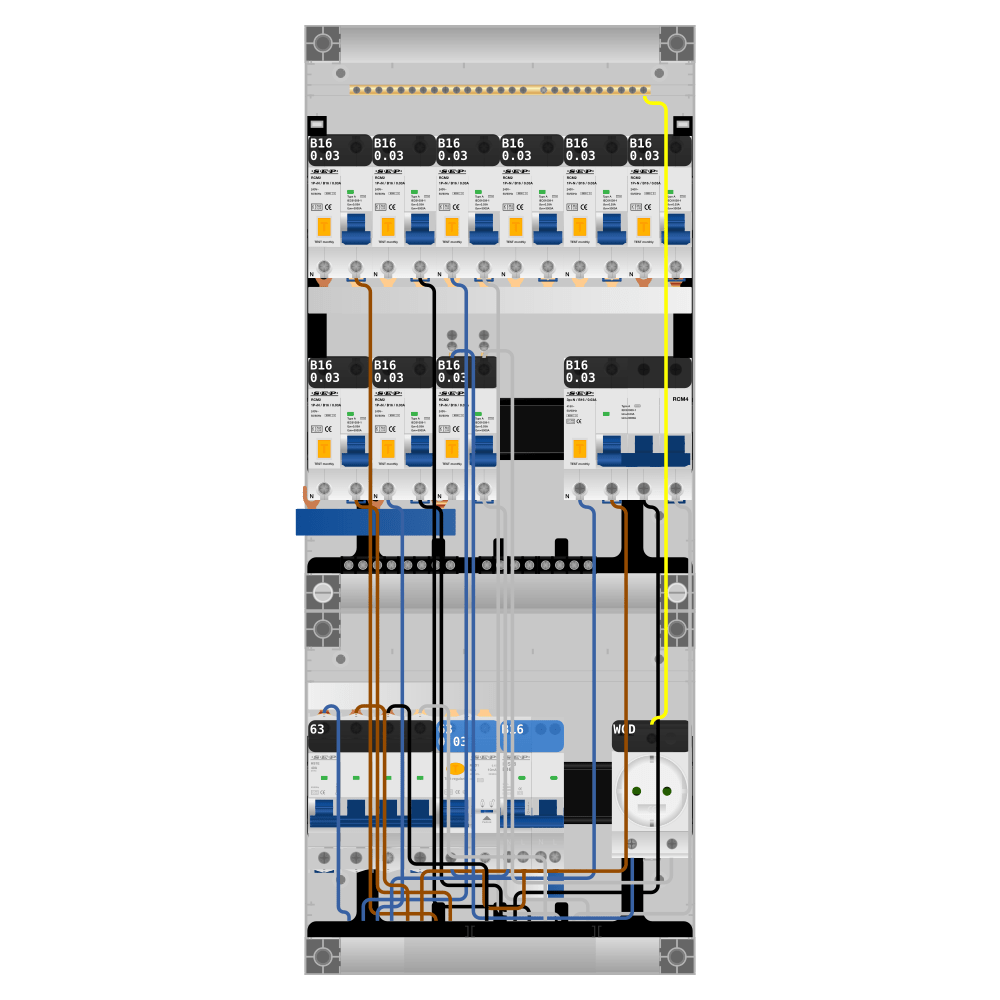 SEP Pro Groepenkast PV-ready 63A 3 fase 9 alamat + wcd + kookgroep + kracht