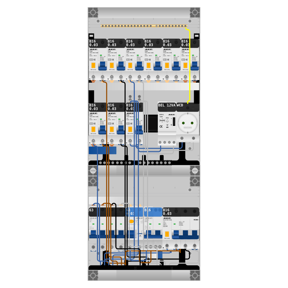 SEP Pro Groepenkast PV-ready 63A 3 fase 9 alamat + beltrafo + wcd + kookgroep + kracht