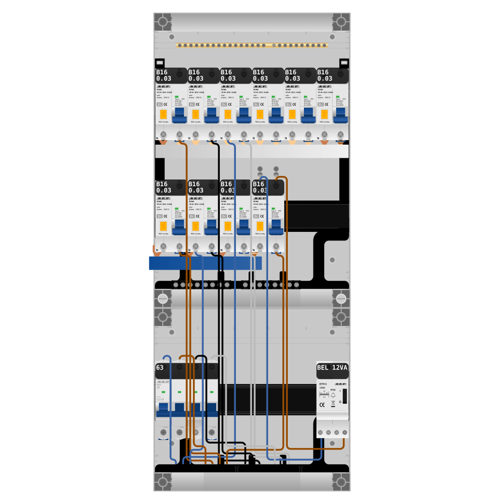 SEP Pro Groepenkast PV-ready 63A 3 fase 10 alamat + beltrafo