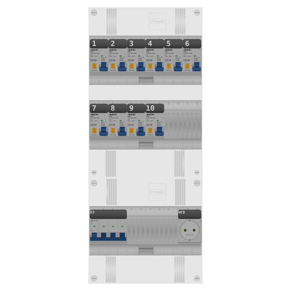SEP Pro Groepenkast PV-ready 63A 3 fase 10 alamat + wcd