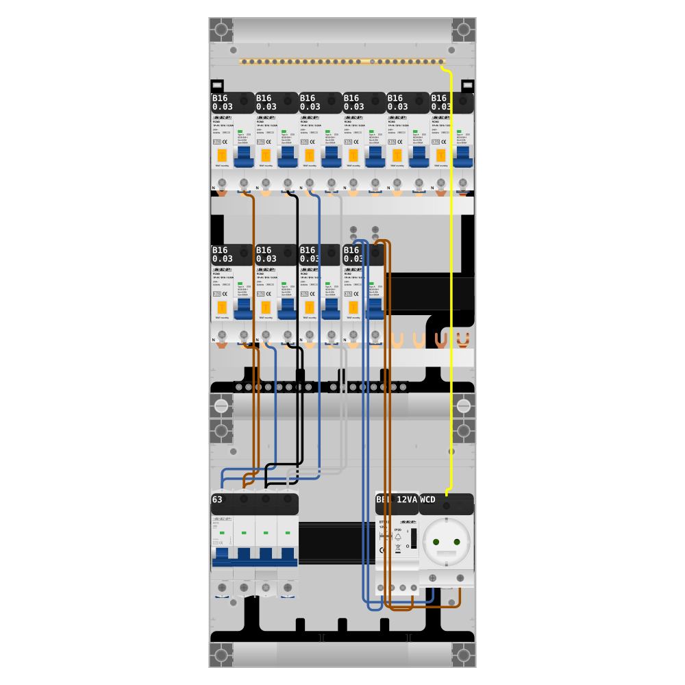 SEP Pro Groepenkast PV-ready 63A 3 fase 10 alamat + beltrafo + wcd