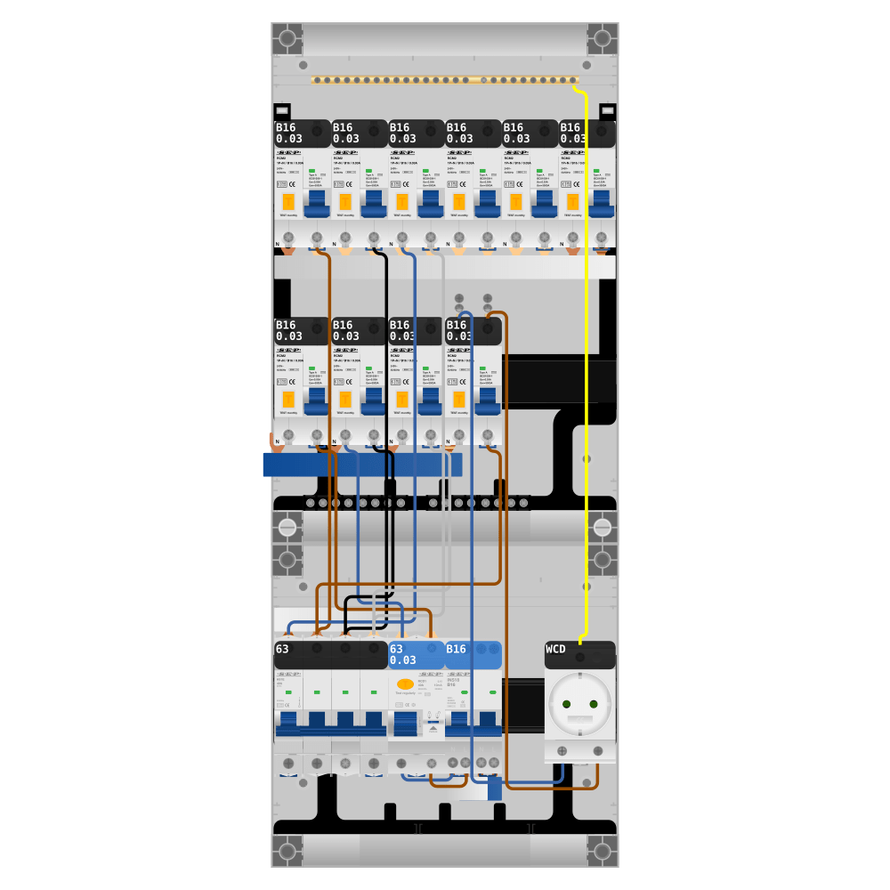 SEP Pro Groepenkast PV-ready 63A 3 fase 10 alamat + wcd + kookgroep