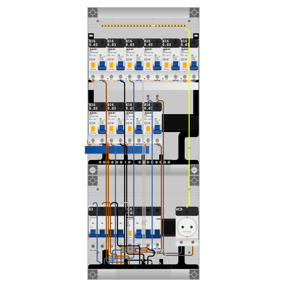 SEP Pro Groepenkast PV-ready 63A 3 fase 10 alamat + wcd + kracht
