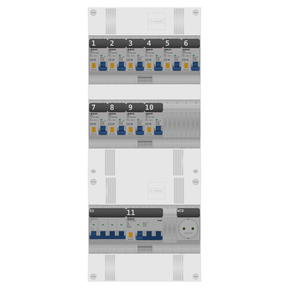 SEP Pro Groepenkast PV-ready 63A 3 fase 10 alamat + wcd + kracht