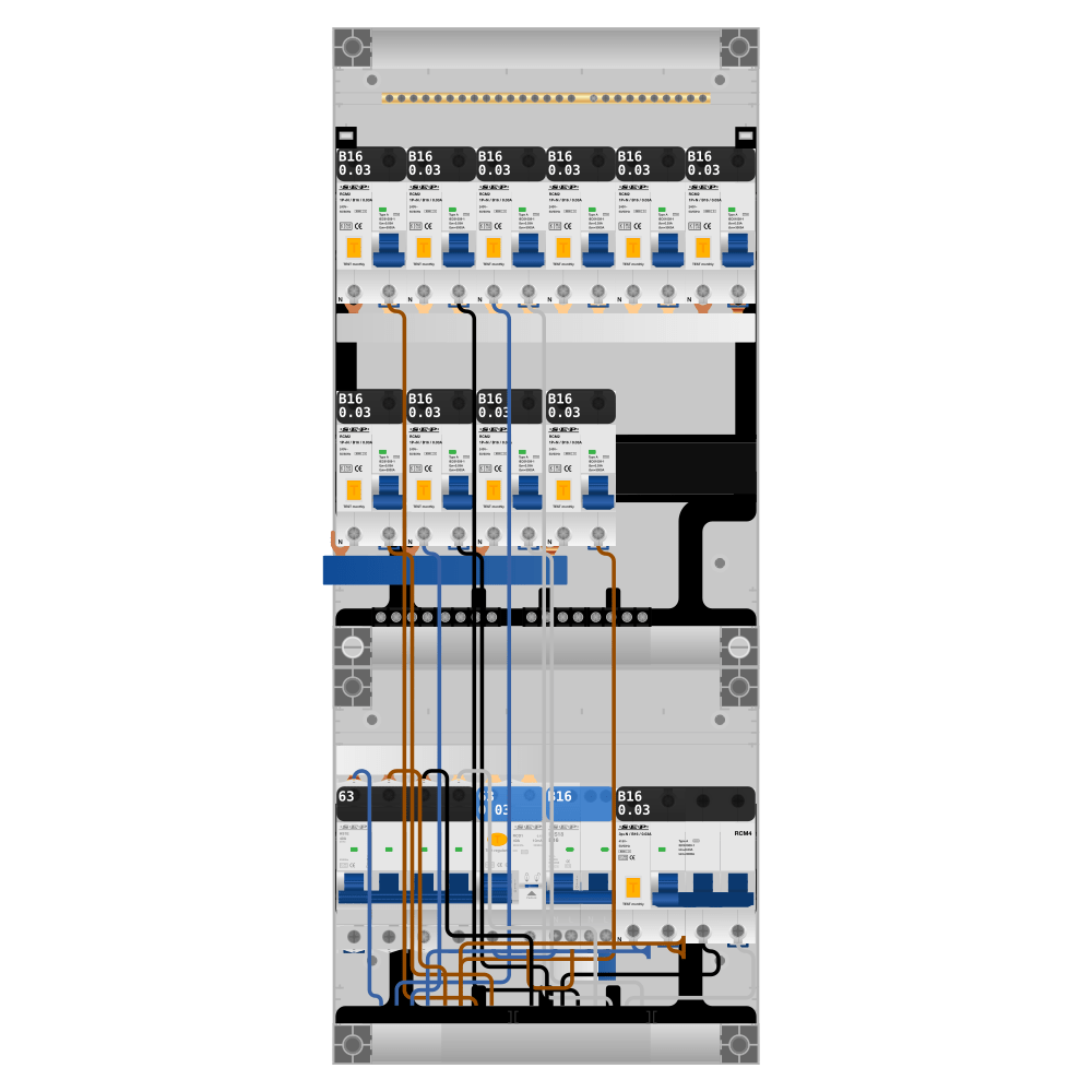 SEP Pro Groepenkast PV-ready 63A 3 fase 10 alamat + kookgroep + kracht