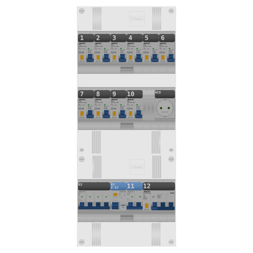 SEP Pro Groepenkast PV-ready 63A 3 fase 10 alamat + wcd + kookgroep + kracht